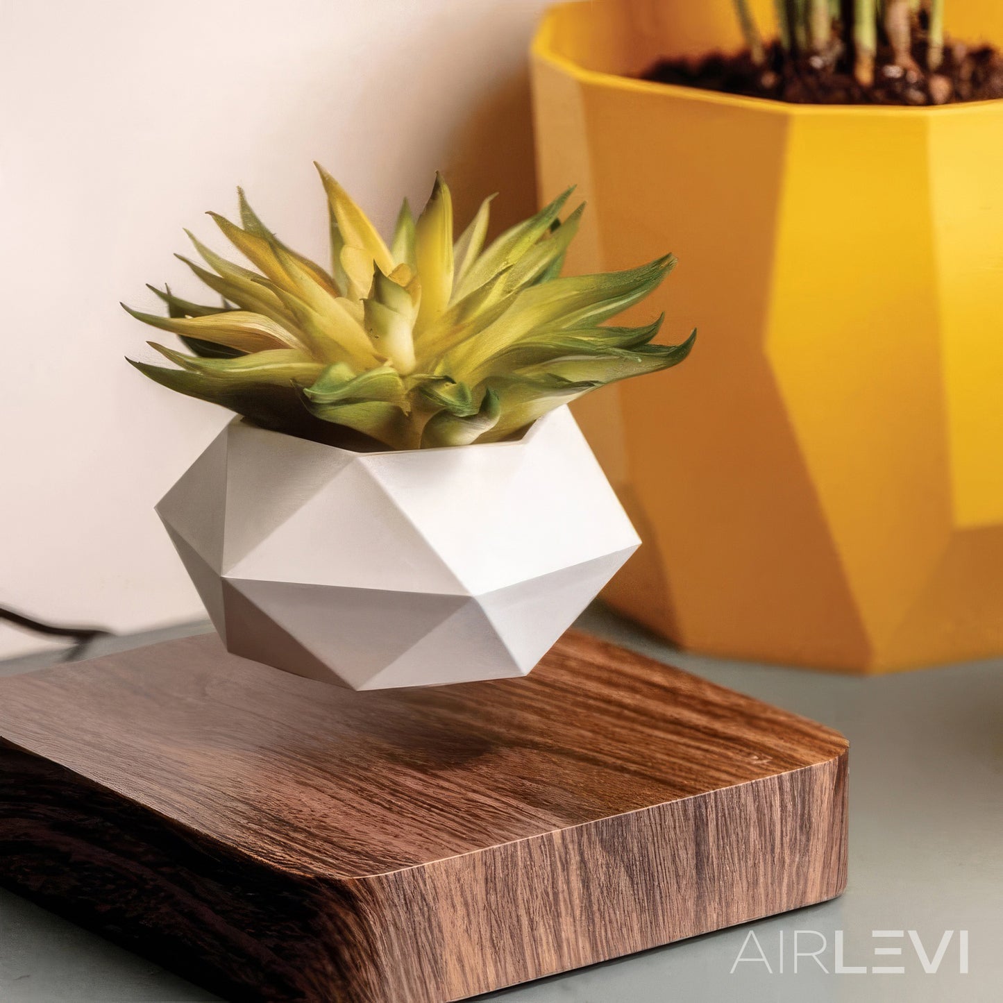 AirLevi™ Square Base Flying Bowl Dark Wood